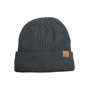 NY New York Women's Black Rib Knit Cuffed Snow Winter Bonnet Beanie Hat One Size